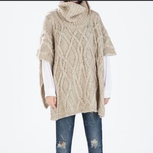 Zara cable knit poncho
